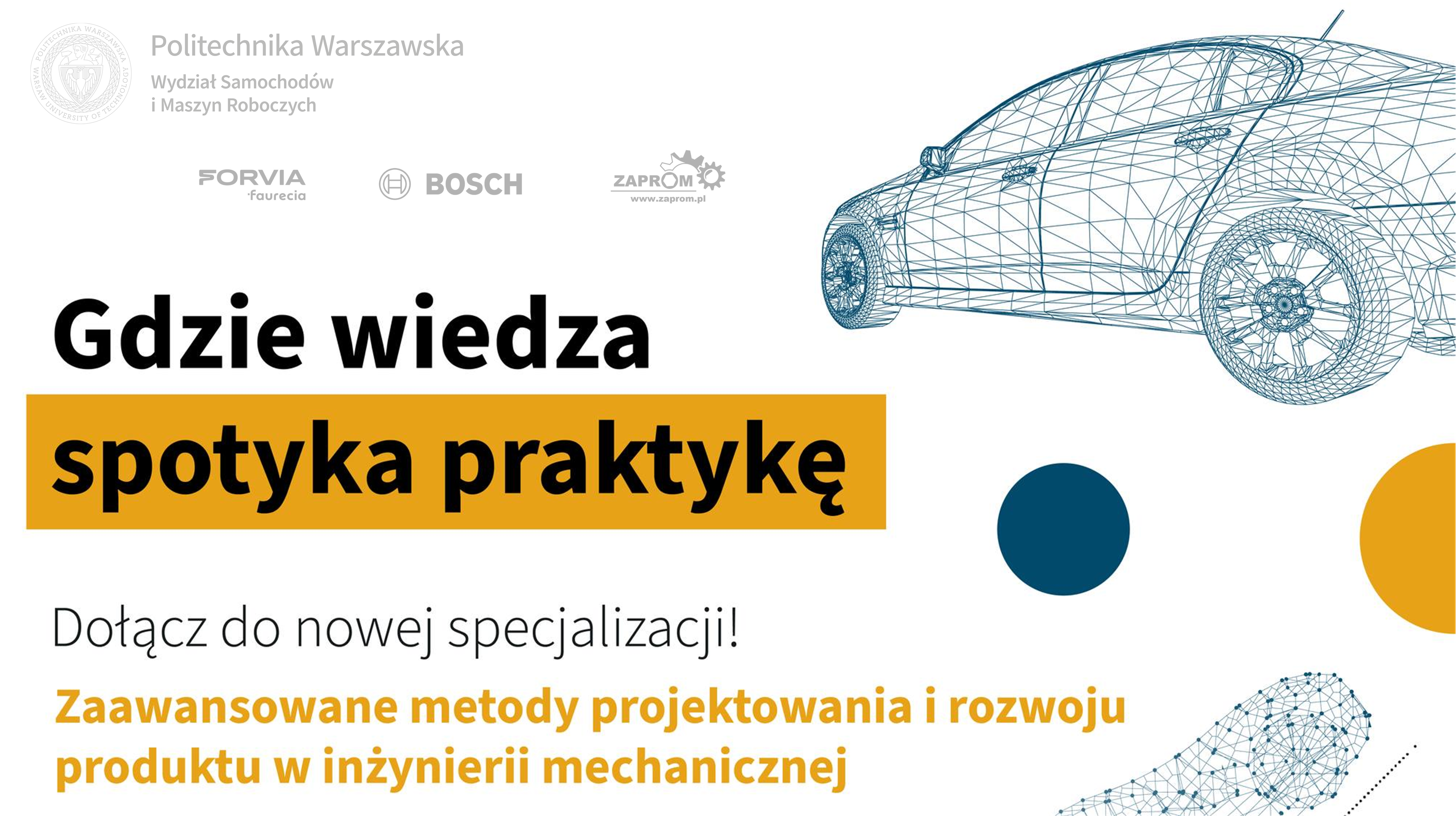 Tekst i grafika ze stylizowanym pojazdem na białym tle