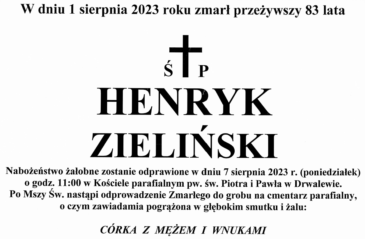 Nekrolog Henryka Zielińskiego