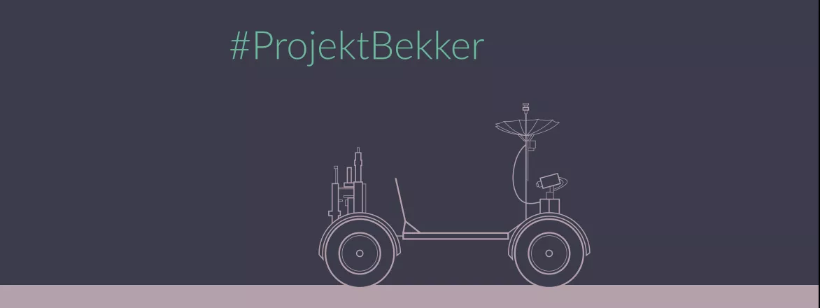 Pojazd księżycowy na fioletowym tle z napisem #ProjektBekker